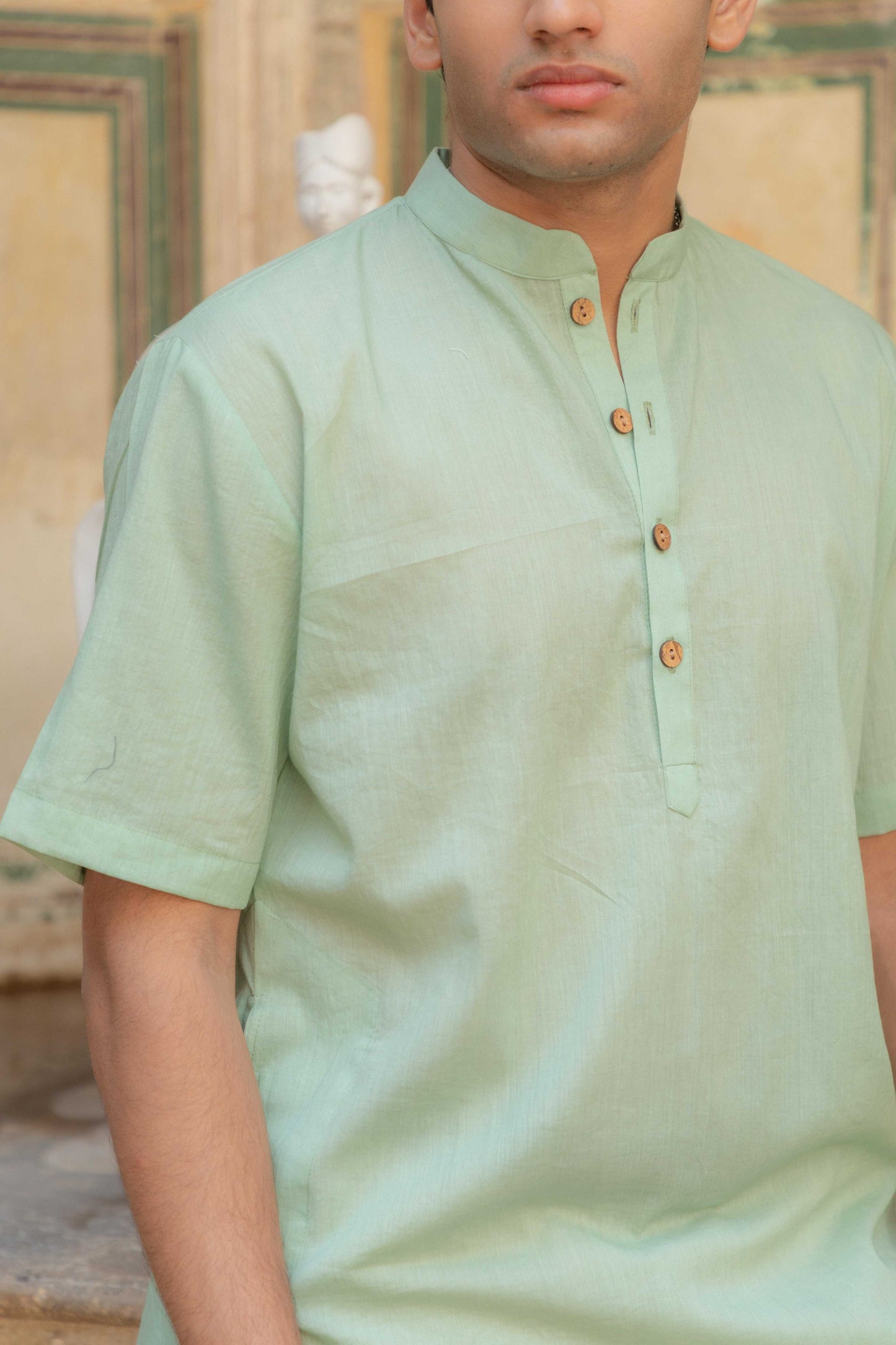 Men's Short Kurta - Green