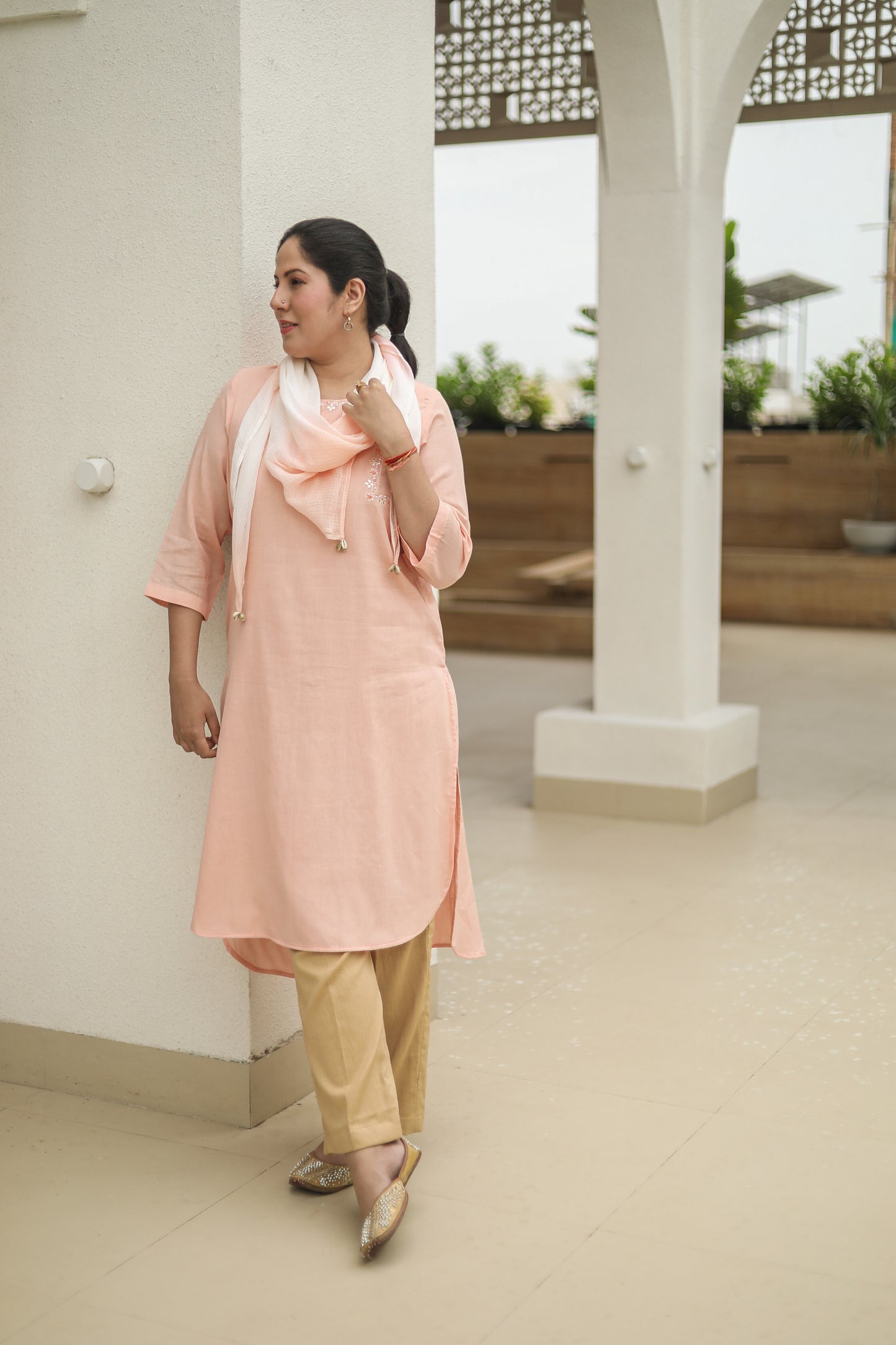 Women’s Peach Kurta Set