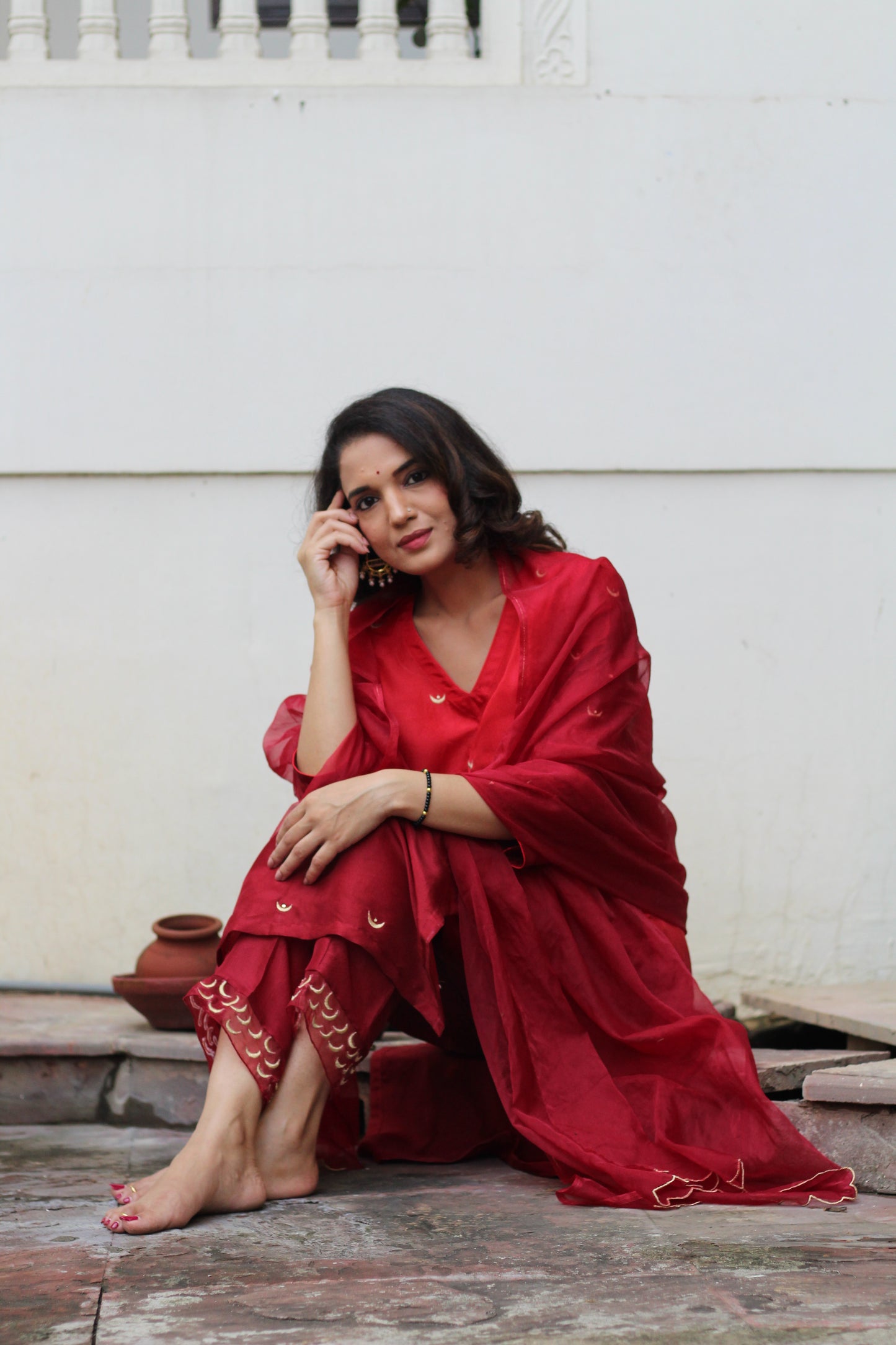 Women's Kurta Set - Red