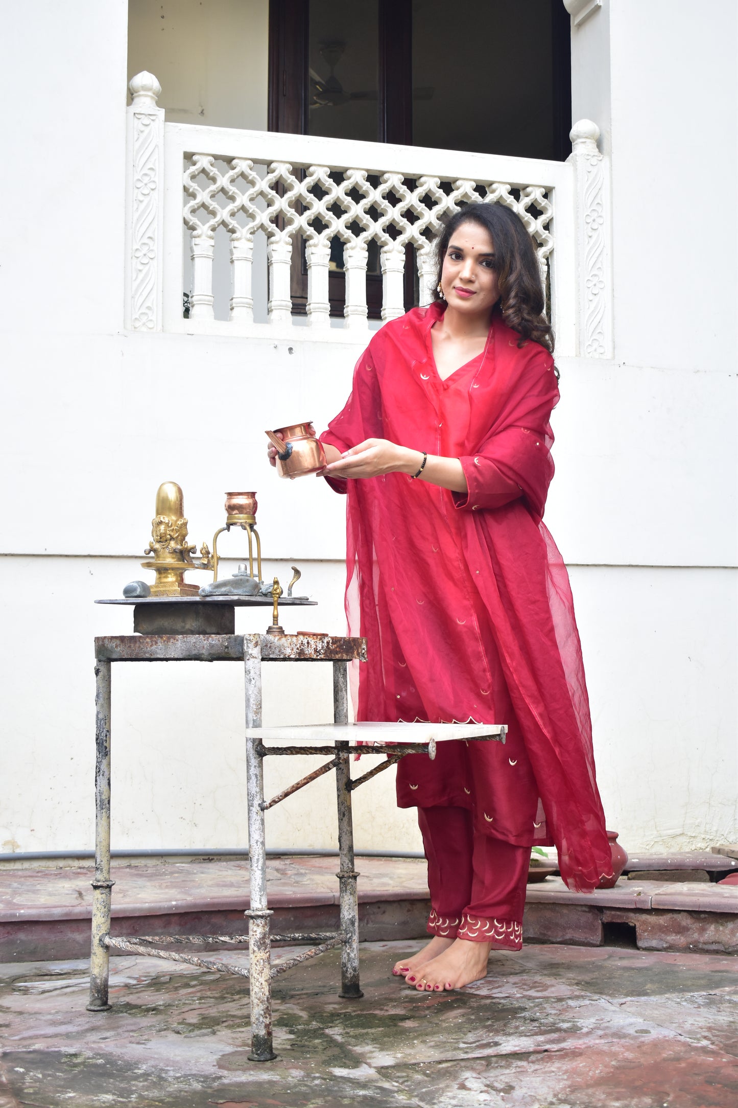 Women's Kurta Set - Red